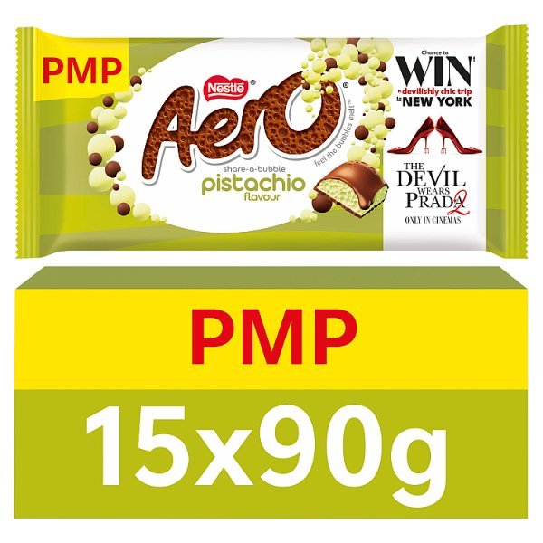 Aero Pistachio Flavour Milk Chocolate Sharing Bar 90g (15 x 90g) - Honesty Sales
