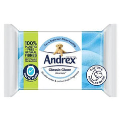Andrex Classic Clean Flushable Toilet Wipes Single Pack (Case of 12) - Honesty Sales