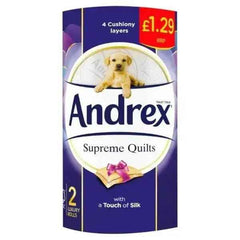Andrex Supreme Quilts Toilet Roll Tissue 160sc 2 Rolls 12 - Honesty Sales