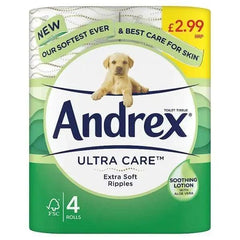 Andrex Toilet Tissue Ultra Care Extra Soft Ripples 4 Rolls (Case of 5) - Honesty Sales