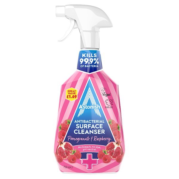 Astonish Pomegranate & Raspberry Antibacterial Surface Cleanser 750ml (6 x 750ml) - Honesty Sales