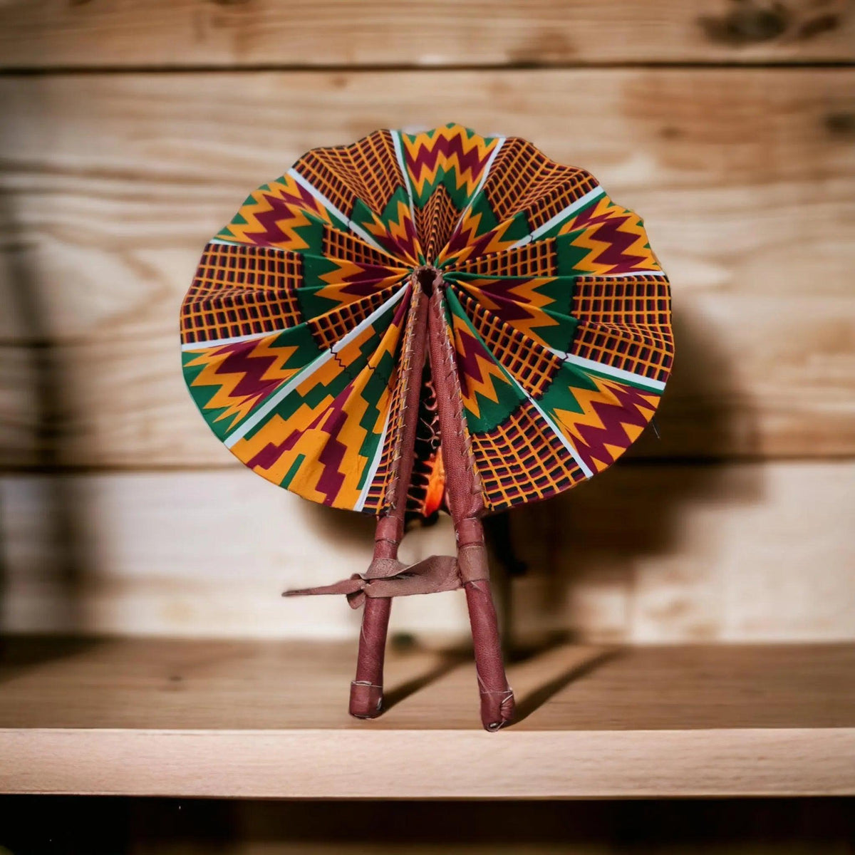 Authentic Leather Kente Fan - Honesty Sales