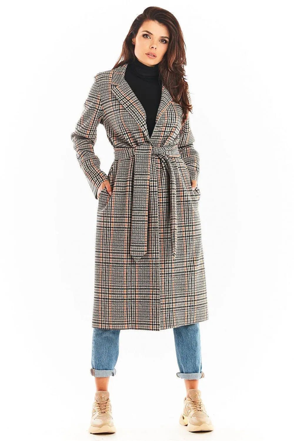Awama double collar, tied coat - Honesty Sales