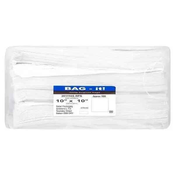 Bag It, White Sulphite Bags 10" x 10", 8.5" x 8.5" Strung Approx 1000 - Honesty Sales