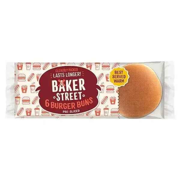 Baker Street 6 Burger Buns Pre-Sliced - Honesty Sales
