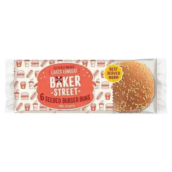 Baker Street 6 Seeded Burger Buns Pre-Sliced - Honesty Sales