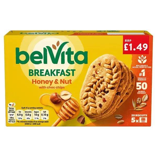 Belvita 20 Breakfast Honey & Nut with Choc Chips Biscuits 225g (Case of 10) - Honesty Sales