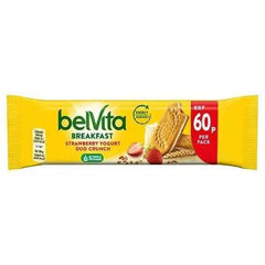 Belvita Breakfast Biscuits Duo Crunch Strawberry and Live Yogurt 60p 50.6g (Case of 18) - Honesty Sales