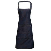 Bib Apron Denim Jeans Stitch Black, Indigo - Honesty Sales