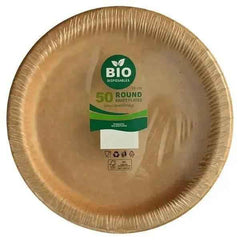 Bio Disposables 50 Round Kraft Plates 26cm - Honesty Sales