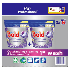 Bold All in1 Professional Pods Washing Liquid Capsules Lavender and Chamomile 2x50 Washes - Honesty Sales