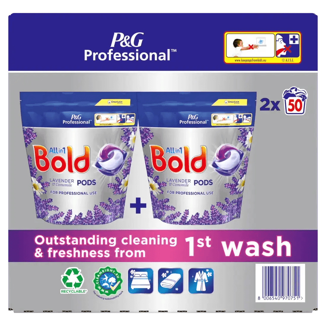 Bold Professional All-In-1 Pods Washing Liquid Laundry Detergent Capsules Lavender and Camomile, 100 - Honesty Sales