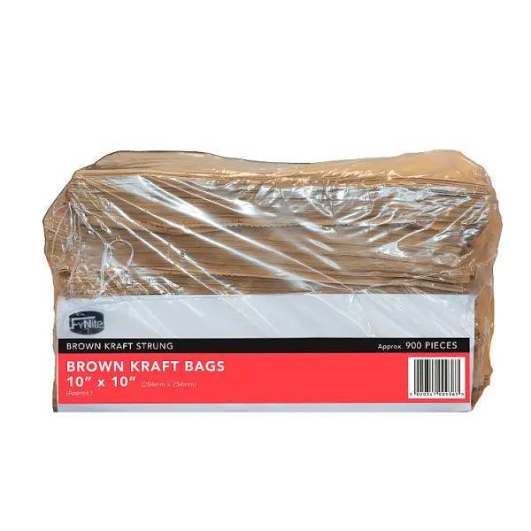 Brown Kraft Flat Bags Strung 10" x 10" - Honesty Sales