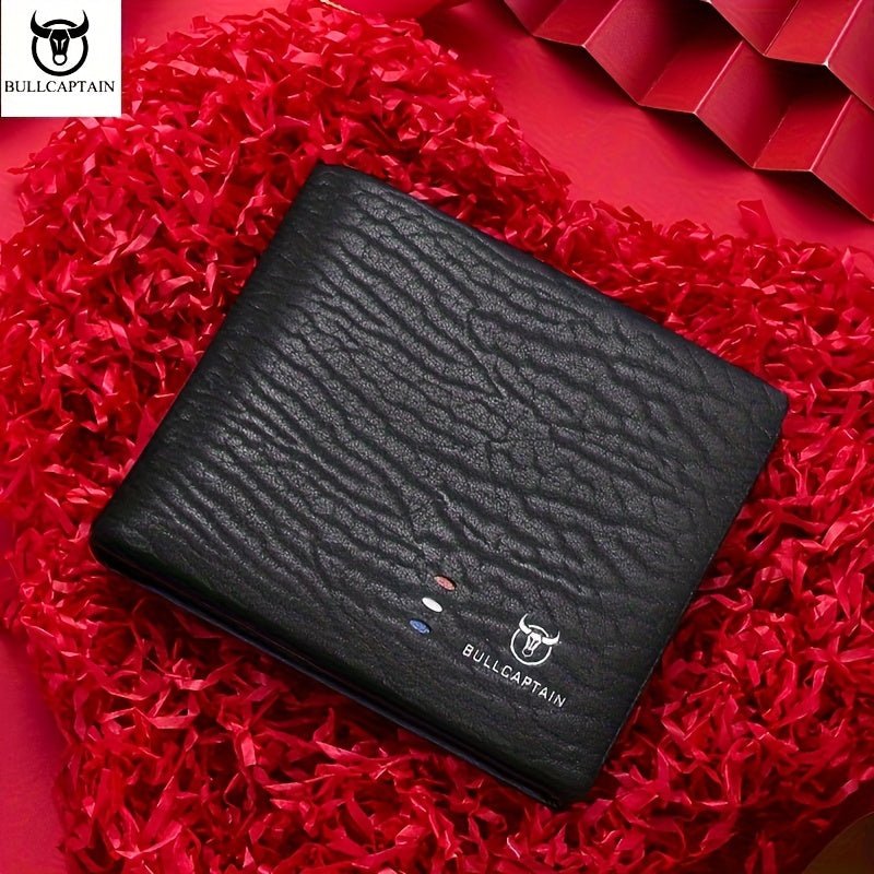 BULLCAPTAIN Men’s Genuine Leather Wallet – Customizable Crocodile Pattern, Large - Capacity Multi - Card Holder with Coin Pocket (Black) - Honesty Sales