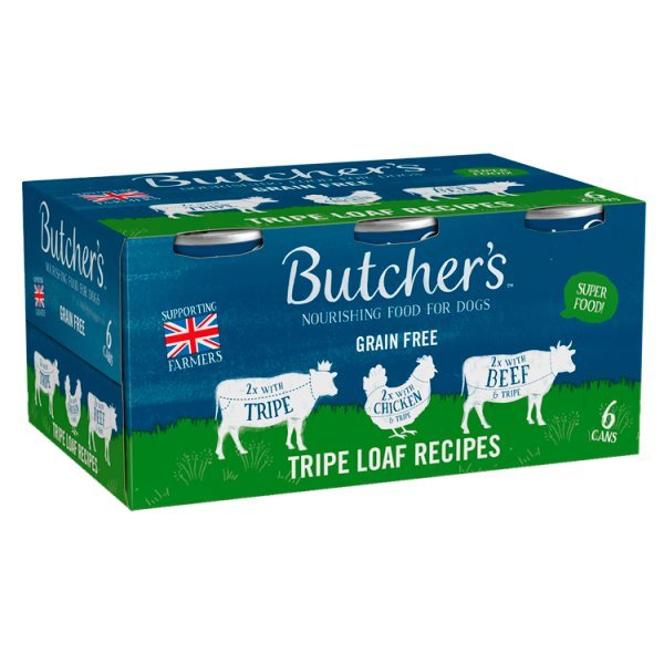 Butcher's Tripe Loaf Recipes Wet Dog Food Tins 6 x 400g (Case of 4) - Honesty Sales