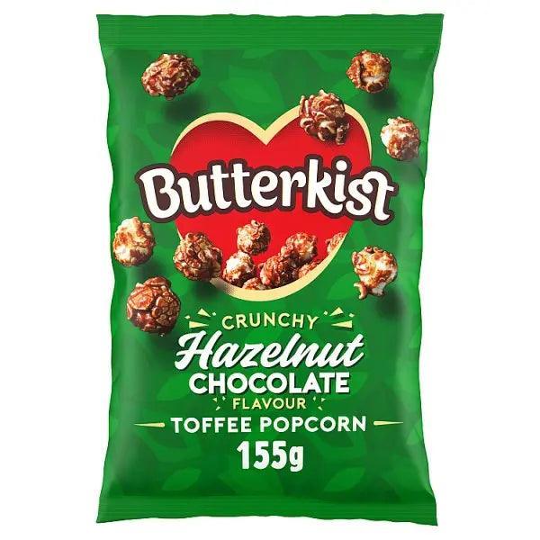 Butterkist Crunchy Hazelnut Chocolate Flavour Toffee Popcorn 155g (Case of 14) - Honesty Sales