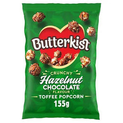 Butterkist Crunchy Hazelnut Chocolate Flavour Toffee Popcorn 155g (Case of 14) - Honesty Sales