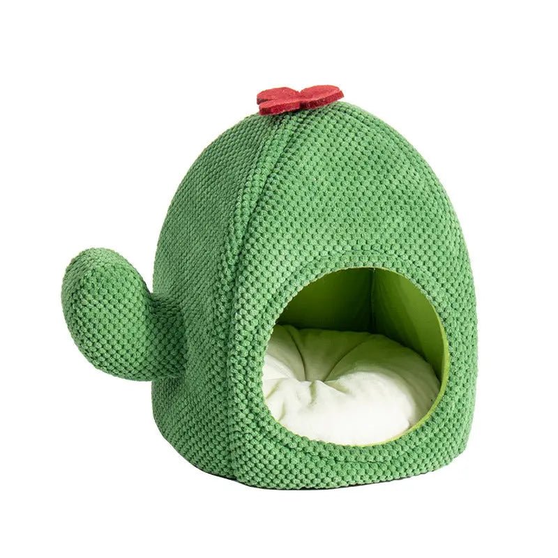 Cactus Cat Bed Warm Enclosed Kitten And Dog Nest Deep Sleep Comfort Mat Pets Tent Cozy Cave Indoor Pet Supplies - Honesty Sales