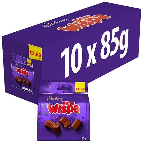 Cadbury Bitsa Wispa Chocolate Bag 85 g (10 x 85g) - Honesty Sales