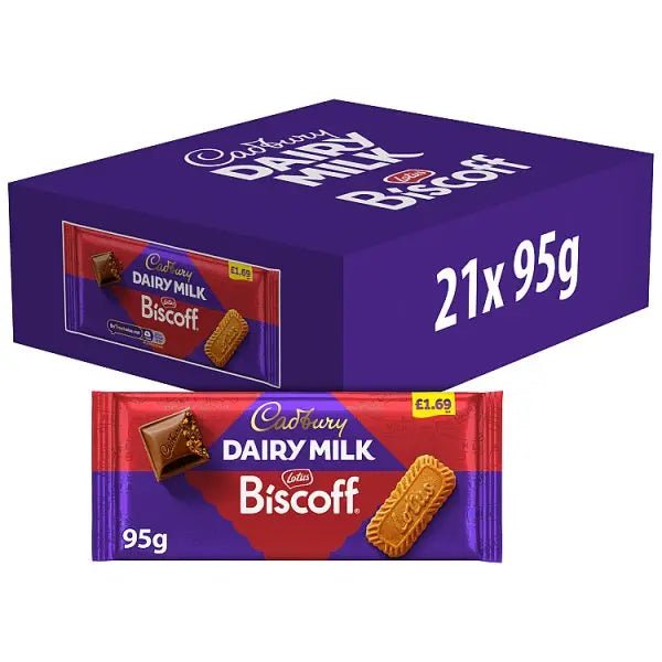 Cadbury Dairy Milk Biscoff Biscuit Chocolate Bar 95g (Case of 21) - Honesty Sales