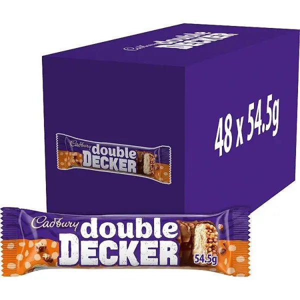 Cadbury Double Decker Chocolate Bar 54.5g (Case of 48) - Honesty Sales
