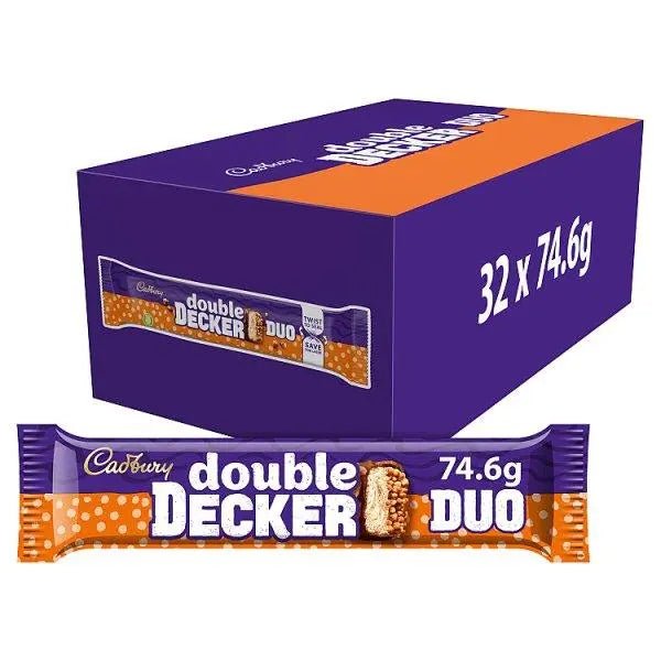 Cadbury Double Decker Duo Chocolate Bar 74.6g (Case of 32) - Honesty Sales