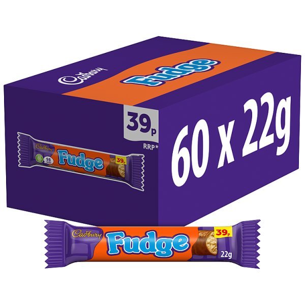 Cadbury Fudge Chocolate Bar 22g (60 x 22g) - Honesty Sales