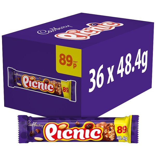 Cadbury Picnic Chocolate Bar 48.4g (36 x 48.4g) - Honesty Sales