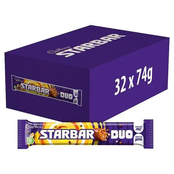 Cadbury Starbar Duo Chocolate Bar 74g (Case of 32) - Honesty Sales
