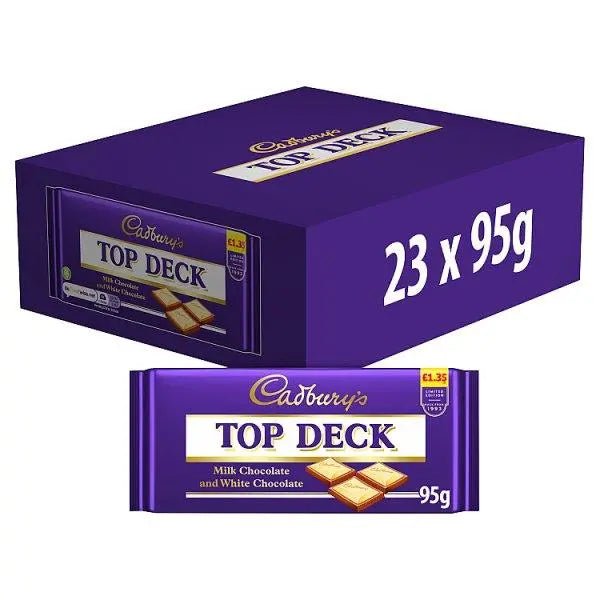 Cadbury's Limited Edition Top Deck Milk Chocolate and White Chocolate 95g (Case of 23) - Honesty Sales