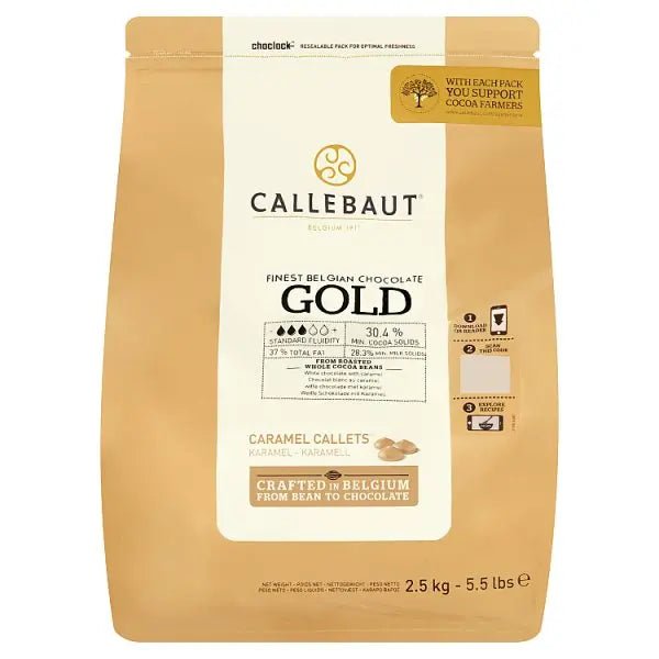 Callebaut Finest Belgian Chocolate Gold Caramel Callets 2.5kg - Honesty Sales