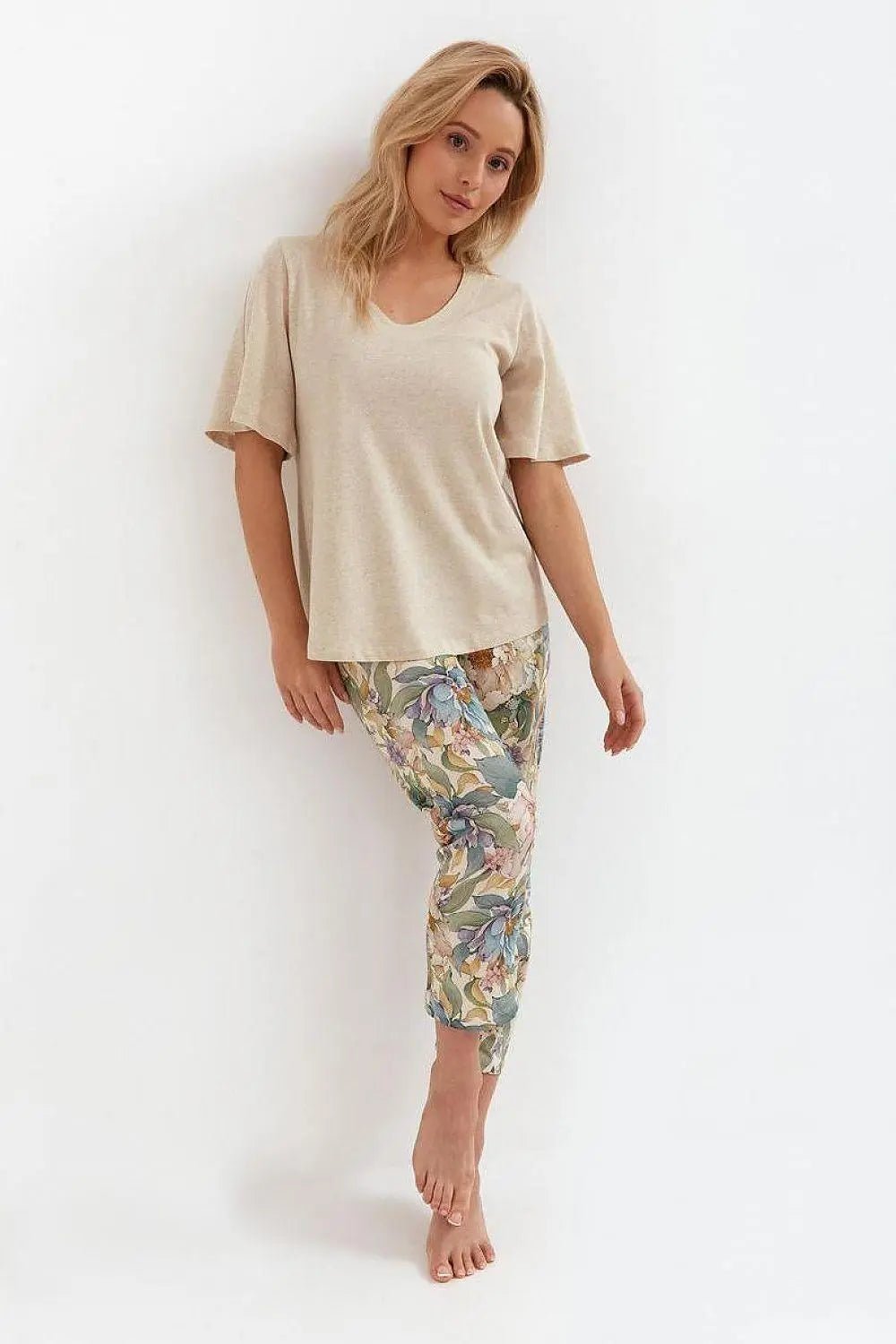 Cana melange shirt, cotton pants womens pajamas - Honesty Sales