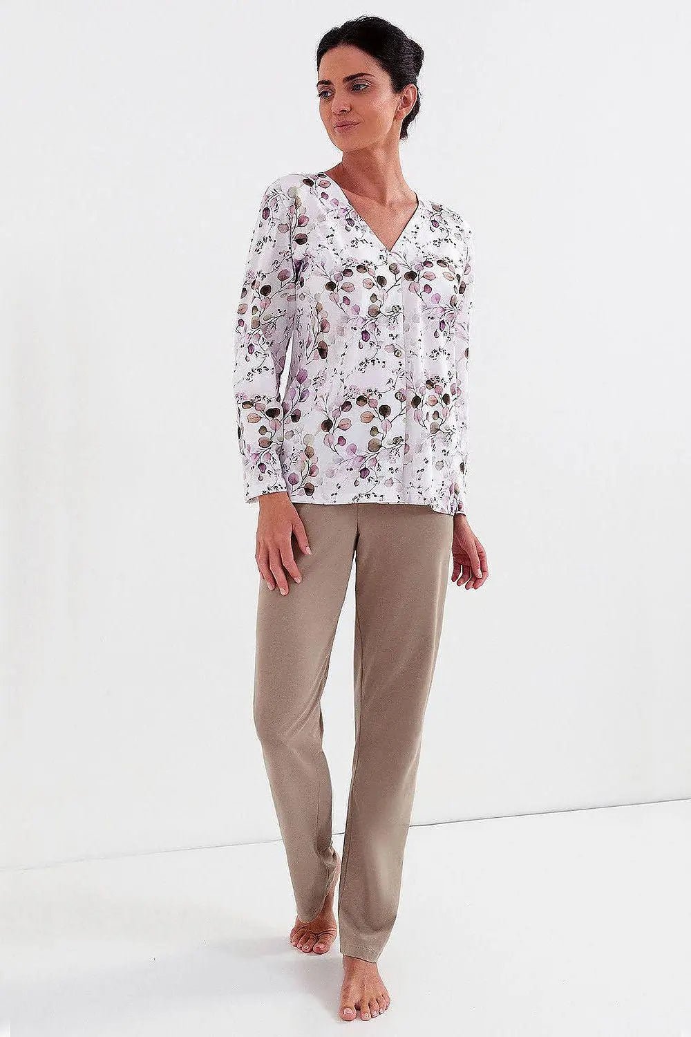 Cana unbuttoned blouse and long pants womens pajamas - Honesty Sales