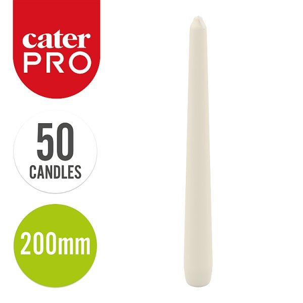 CaterPro 50 Tapered Candles Ivory 200mm (4 x 50s) - Honesty Sales