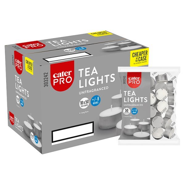CaterPro 50 Tea Lights 8hours - Honesty Sales