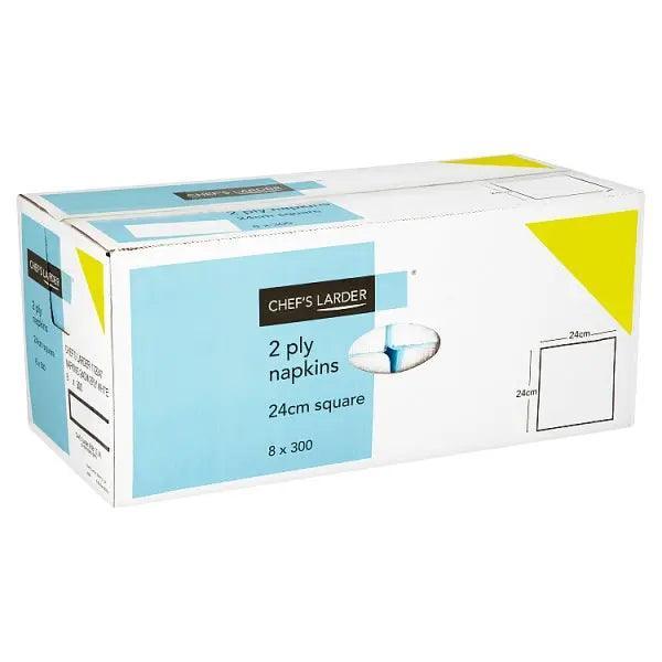 Chef's Larder 300 Napkins 2 Ply White 24cm - Honesty Sales