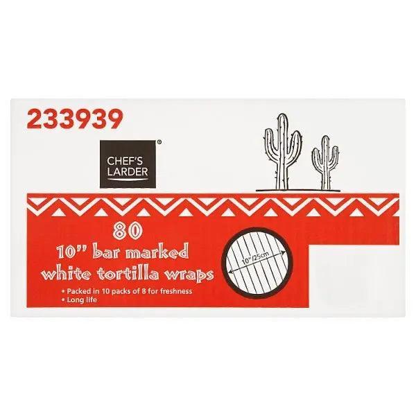 Chef's Larder 80 10'' Bar Marked White Tortilla Wraps - Honesty Sales