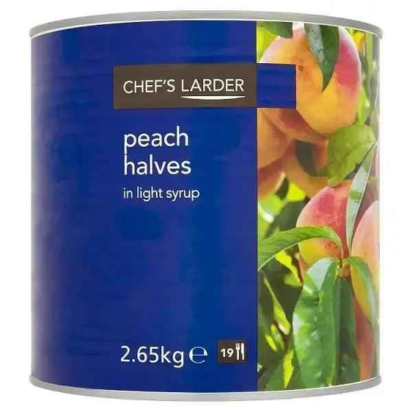 Chef's Larder Peach Halves in Light Syrup 2.65kg (Drained Weight 1.5kg) - Honesty Sales