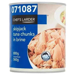 Chef's Larder Skipjack Tuna Chunks in Brine 800g (Drained Weight 560g) - Honesty Sales
