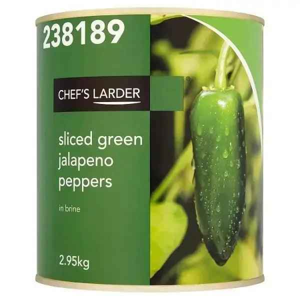 Chef's Larder Sliced Green Jalapeno Peppers in Brine 2.95kg (Drained Weight 1.68kg) - Honesty Sales