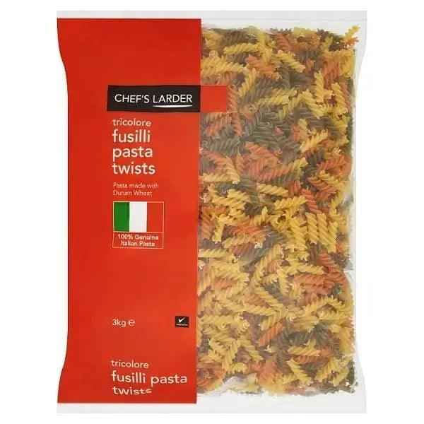 Chef's Larder Tricolore Fusilli Pasta Twists 3kg - Honesty Sales