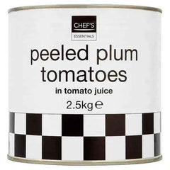 Chefs Essentials Peeled Plum Tomatoes in Tomato Juice 2.5kg (Drained Weight 1.5kg) - Honesty Sales