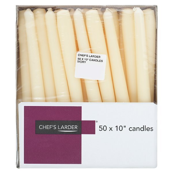 Chef's Larder 10" Ivory Candles x 50 - Honesty Sales