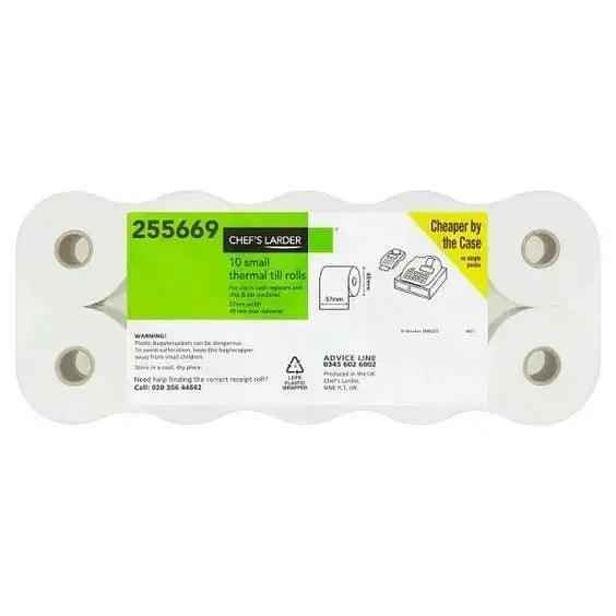 Chefs Larder 10 Small Thermal Till Rolls - Honesty Sales