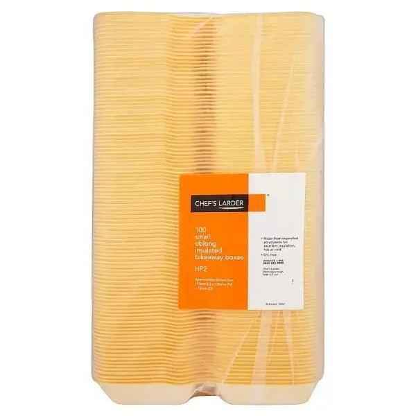 Chefs Larder 100 Small Oblong Insulated Takeaway Boxes HP2 - Honesty Sales