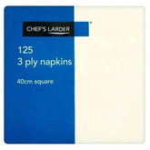 Chefs Larder 125 3 Ply Cream Napkins 40 cm Square - Honesty Sales