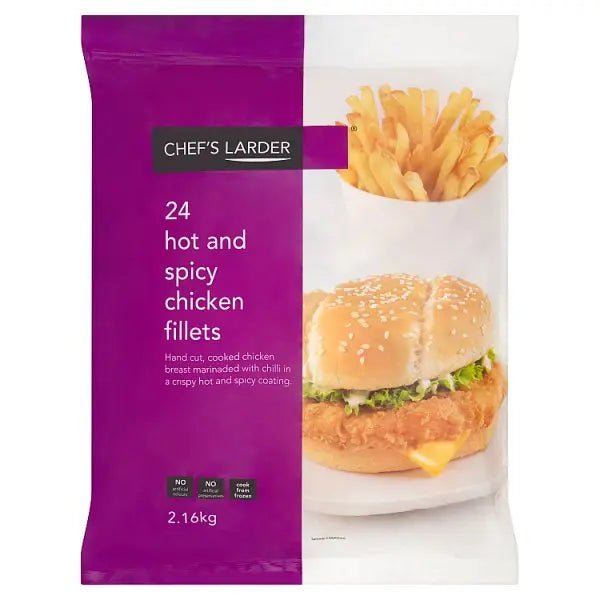 Chef's Larder 24 Hot and Spicy Chicken Fillets 2.16kg - Honesty Sales
