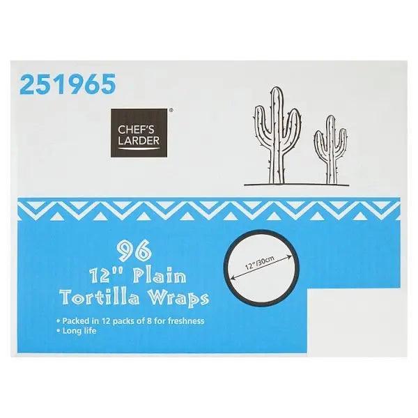 Chef's Larder 96 12" Plain Tortilla Wraps - Honesty Sales