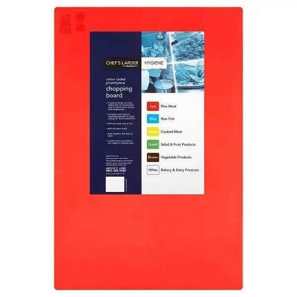 Chefs Larder Hygiene Chopping Board Red 45x30cm (Case of 10) - Honesty Sales