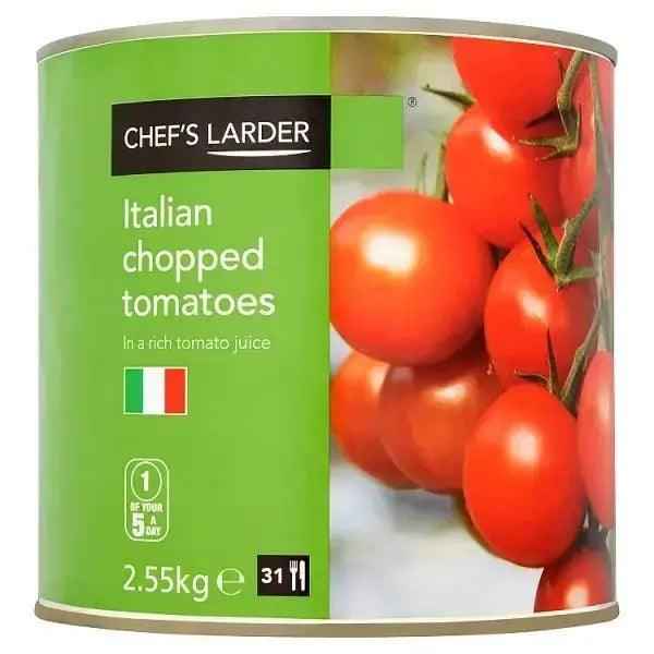 Chef's Larder Italian Chopped Tomatoes in a Rich Tomato Juice 2.55kg - Honesty Sales